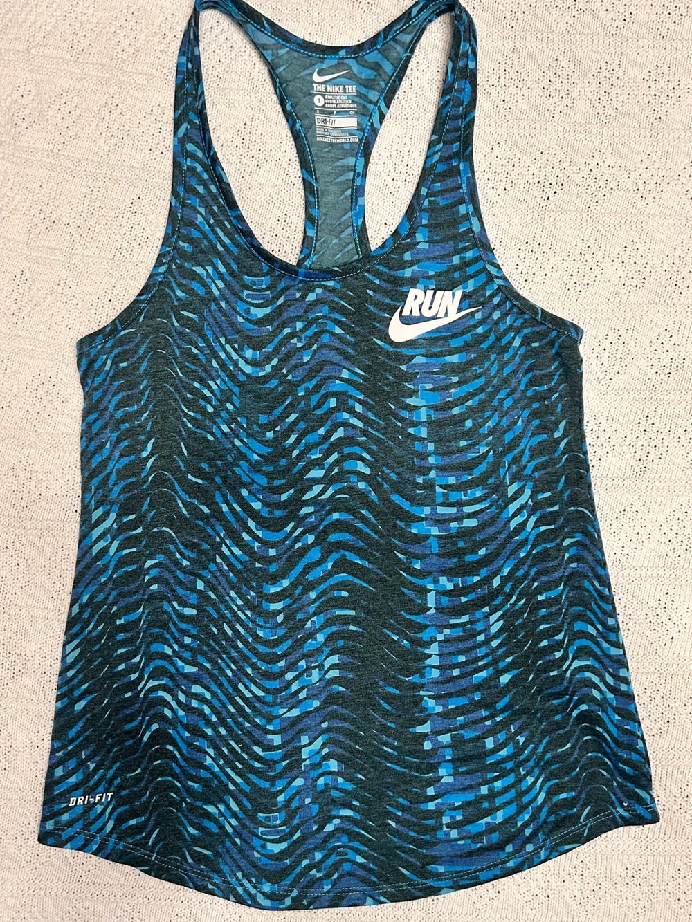 Nike Blue & Black Patterned RUN Dri-FIT Racerback Tank